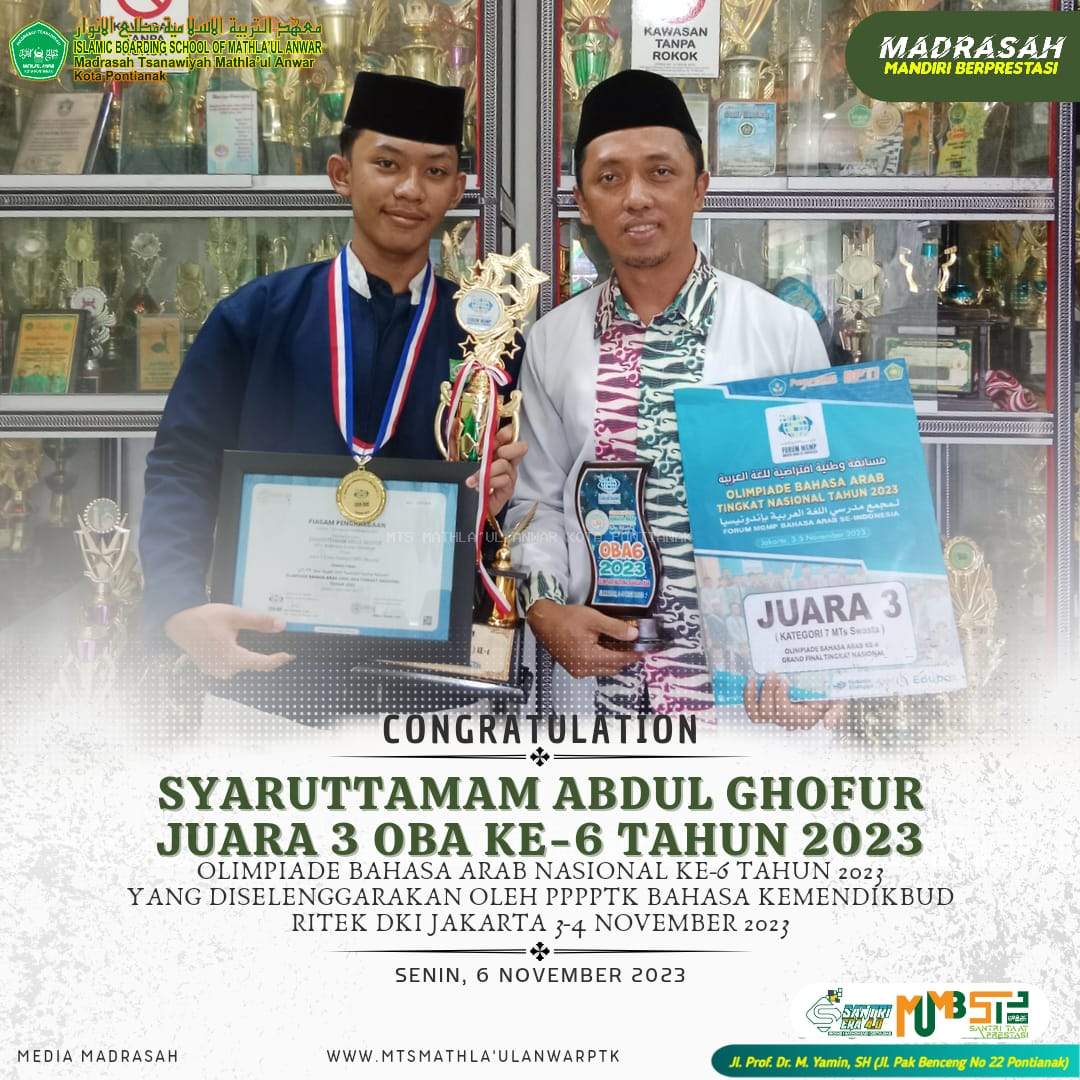 Grand Final Olimpiade Bahasa Arab (OBA) Nasional 2023. Syahrut Tamam Abdul Ghofur 